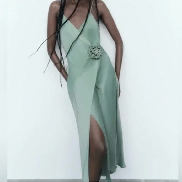 ZARA Satin Midi Slip Dress - Picture 2 of 7